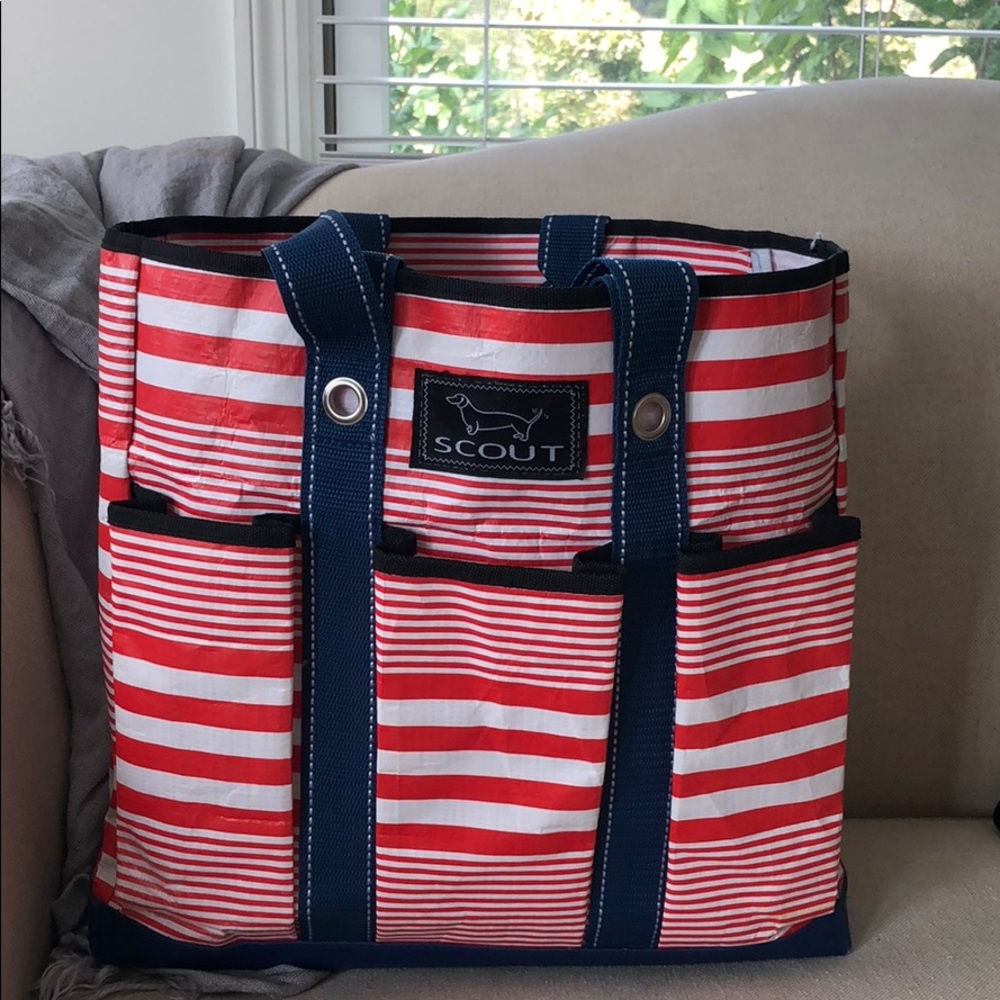 Red white and blue scout tote bag
